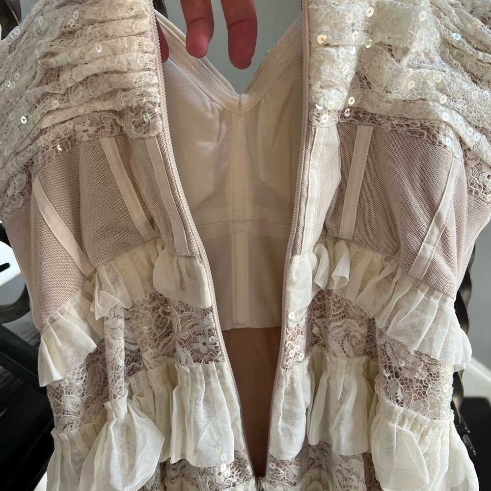 Dress the Population Strapless Ivory Ruffle Tiered Maxi Dress - Picture 5 of 10